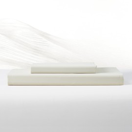 Dream Valley® Twin Size Cooling Fitted Sheet with 1 Pillowcase, Q-Max > 0.4 Aerocool 2 PCS with No Flat Sheet, Cooling for Night Sweats, Hot Sleepers, Ivory