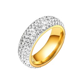 Ayoiow Men's Stainless Steel Rings 8 mm with Zircon Silver Wedding Ring, stainless steel, Cubic Zirconia