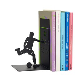 balvi Goal Kick Bookend Black Bookend for Books on Shelf in the Shape of a Football Game