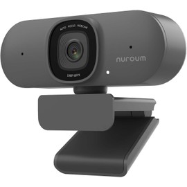 Nuroum V15-AF 2K Webcam with Dual Noise Cancelling Microphone, Webcam 1080p 60fps with 75° FOV Correction and Light, USB Plug & Play for PC Video Calls Conference/Laptop Skype/Zoom/FaceTime