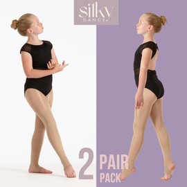 2 Pairs Shimmer Stirrup Dance Tights - Light Toast - Small