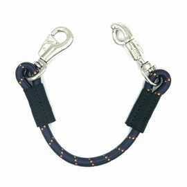 JA Horse Transport Elastic Tie Rope Elastic Rubber Tie Chain with Panic Hook and Bull Snap for Equestrian Horse Trailers, Box and Stable (1, Navy, 80 cm)