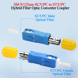 QIANRENON SC Male to ST Female Singlemode Simplex Connector Adapters SM 9/125μm SC/UPC to ST/UPC Hybrid Fiber Optic Converter Coupler for Optical Power Meters Red Light Pen FTTH Patch Cord Pigtail