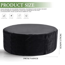 Round Hot Tub Cover,420D Polyester Waterproof Spa Covers for Hot Tub,Heavy Duty Oxford Inflatable Spa Cover,Swimming Pool Cover,UV Protection & Windproof (Black, 74.8''x27.5'')
