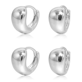 Krstudent Gold Hoop Earrings Pack 18K White Gold Plated Small Hypoallergenic Hoop Huggie Earrings Set for Women Girls