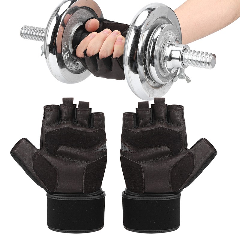 BOODUN Half Finger Gloves Deerskin Gloves with Wrist Wrap for