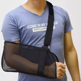 Yabun 샤워용 야분 통기성 메쉬 팔 슬링 조절 가능 찢김 회전근개 부상용 어깨 팔꿈치 손목 팔뚝용 남성용 오른쪽 [White] Shower Arm Sling with Breathable Mesh for Shoulder, Elbow, and Wrist Injuries, Adjustable for Men, Right Side [White]