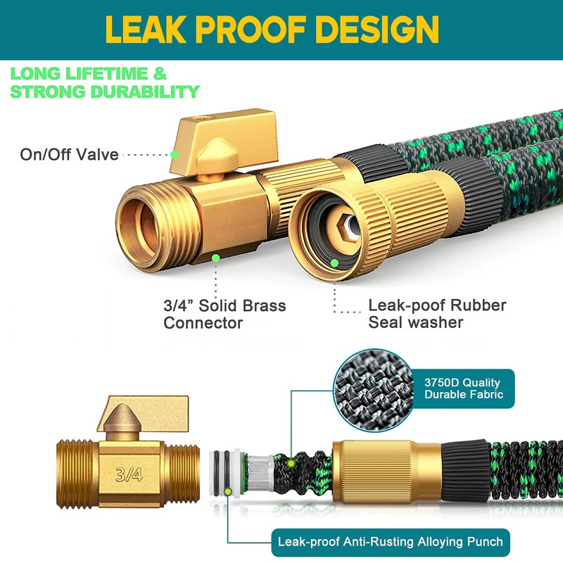 Expandable Garden Hose 25ft with 10 Function Nozzle Sprayer -