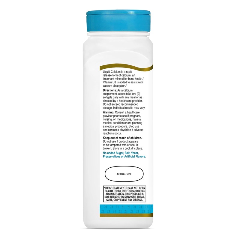 21st Century Calcium Plus D3 Liquid Filled Softgel, 1200 mg,