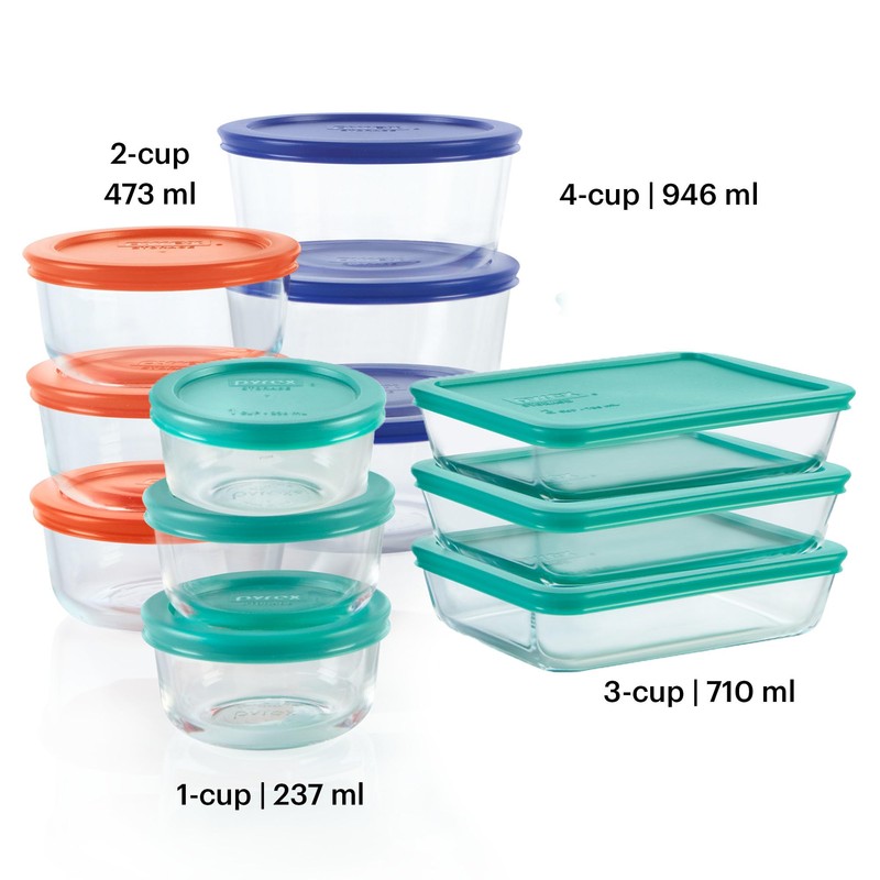 Pyrex Simply Store (12-Pack) Glass Food Storage Containers Set, (1,