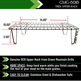 Genuine Green Mountain Grills Stainless Steel Upper Rack, GMG-6016, for Davy Crockett & Trek Pellet Grill Models, OEM