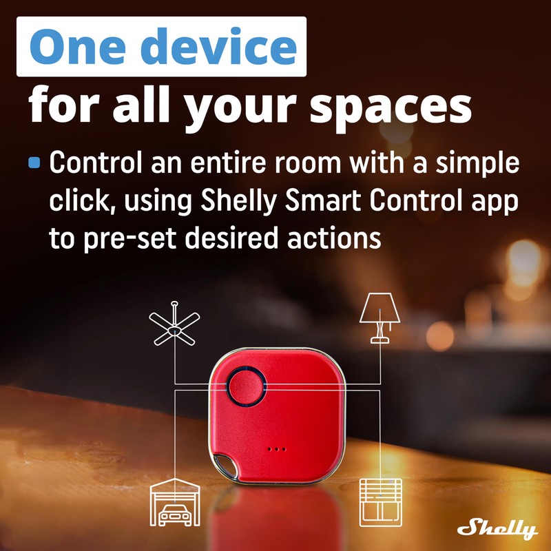 Shelly BLU Button1 Red | Bluetooth-Operated Action and Scenes Activation
