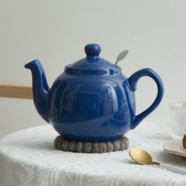 London Pottery Farmhouse Teapot with Infuser, Ceramic, France Blue, 2 Cup (600 ml)