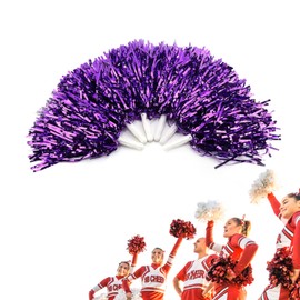 DEWIN Cheerleading Poms, Pack of 6 Sports Pompoms Cheer Party Dance Accessories Tool for Sports Meetings, Stadium, Party, Holiday Celebrations (Purple)