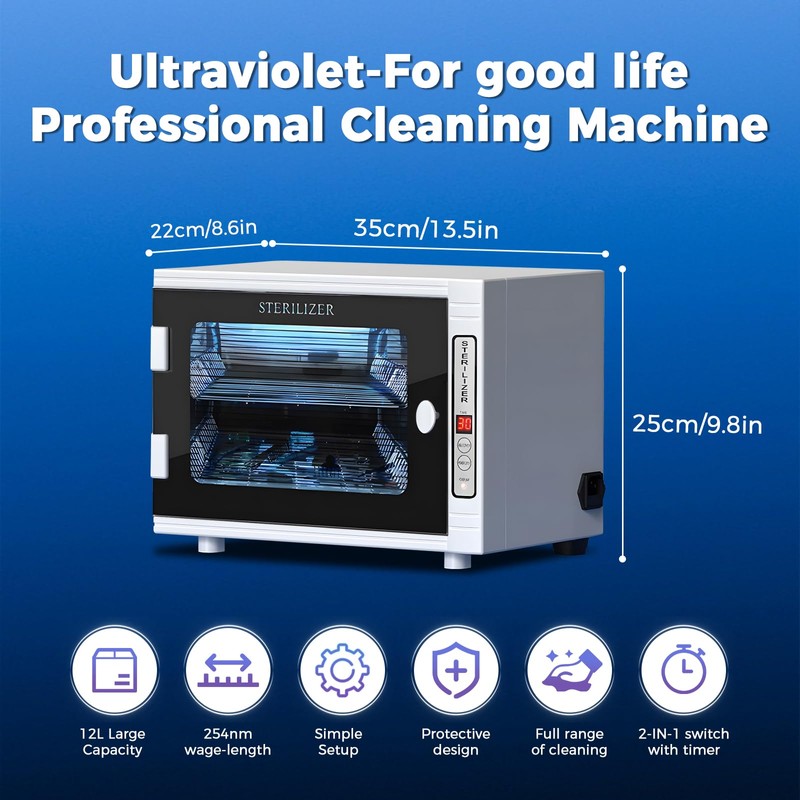 Nail Tool Cleaning Machine 12L High Capacity Dry Heat Cabinet