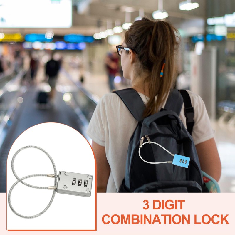 PATIKIL 3 Digit Cable Combination Lock, 2 Cable Locks with
