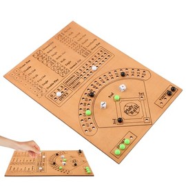 Saycker Baseball Dice Board,Marbles Game Fun Baseball Board Game with Dice (Brown)