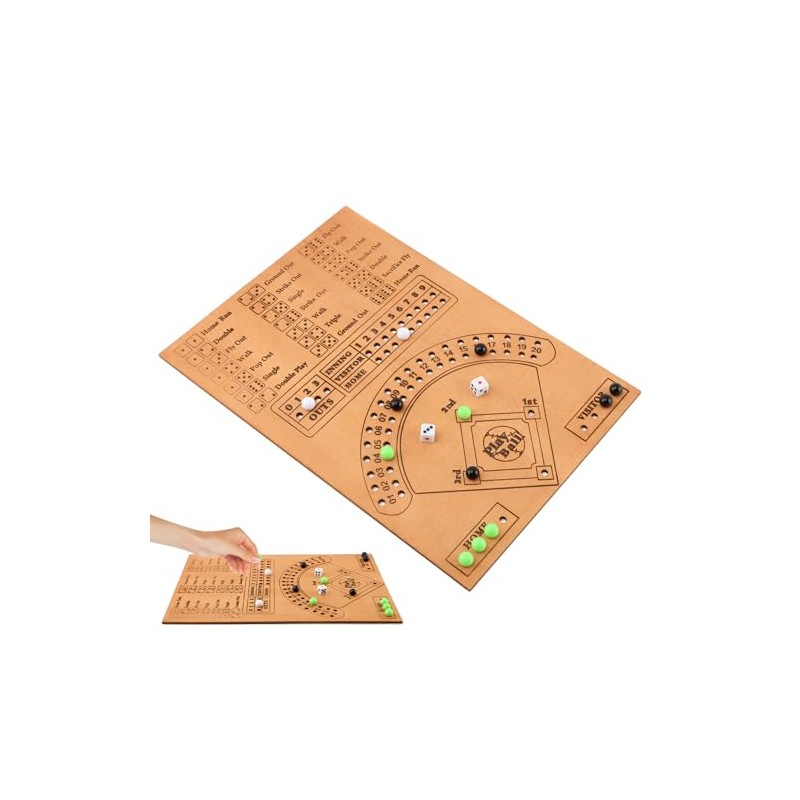 Saycker Baseball Dice Board,Marbles Game Fun Baseball Board Game with