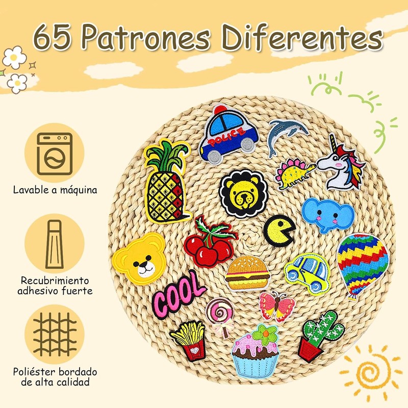 Anpro 65 Piezas Parches para Ropa Termoadhesivos de Niños -