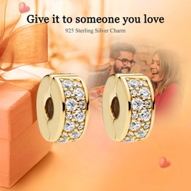 Rimgoris 925 Sterling Silver Women Bracelets Necklace Clear Pav Yellow Clips Women Bracelet Glod Charm Mother's Day with Zirconia