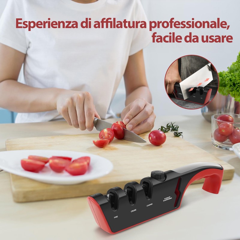 Affilacoltelli Professionale 4 in 1, Affila Coltelli da Cucina per