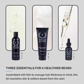 ZEUS Starter Beard Wash & Beard Oil Kit for Men, Soften, Hydrates, & Moisturizes Facial Hair (Italian Cypress) MADE IN USA