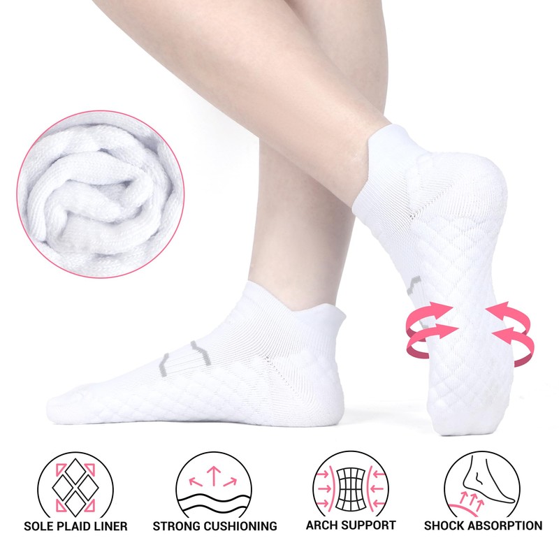 WeciBor Womens Bamboo Trainer Running Socks, Low Cut Cushioned Breathable