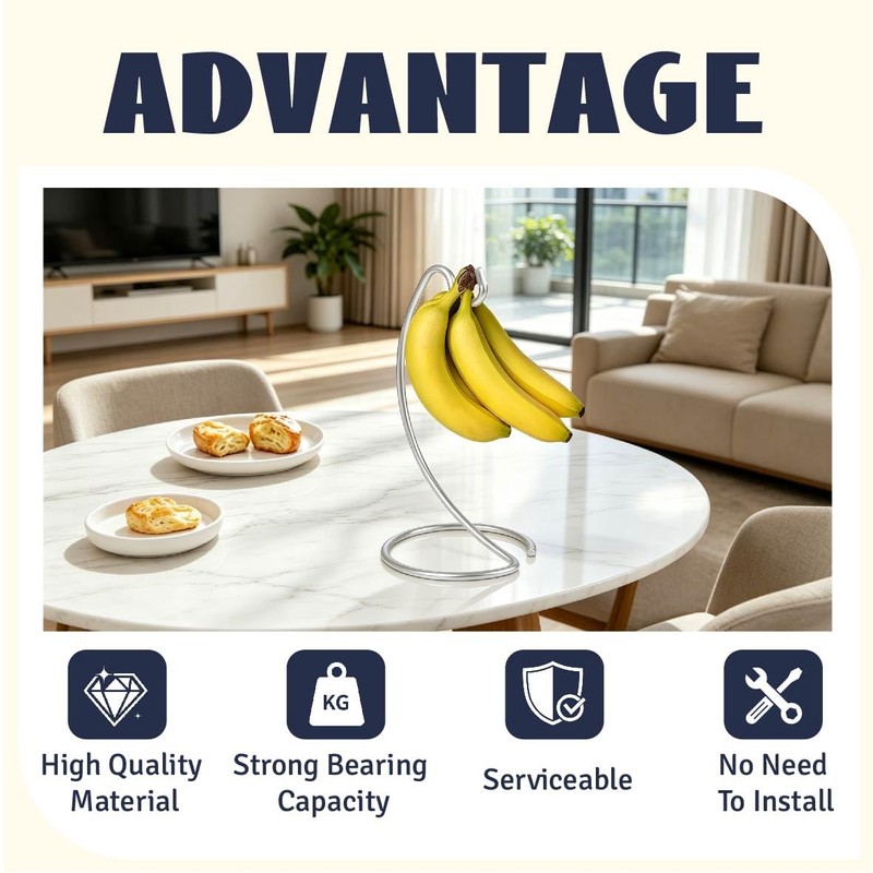 MEETOZ Banana Holder Stand, Modern Banana Hanger Hook, Banana Rack