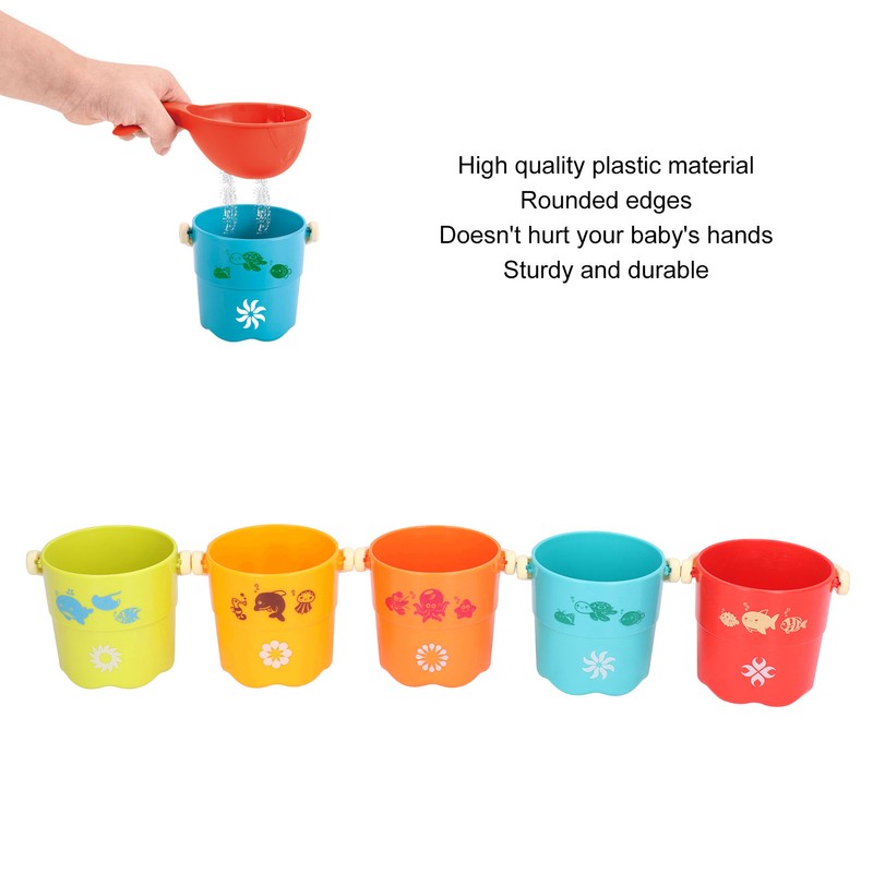 5pcs Colorful Stacking Cups Set Early Educational Baby Building Toys