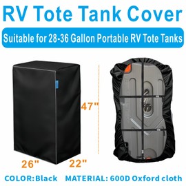 VeyoStories RV Tote Tank Cover, Heavy Duty RV Portable Waste Tank cover, Portable Water Tank Cover, Waterproof & Dustproof, Compatible 28 & 36-Gallon RV Portable Tote Tanks. (Cover Only)