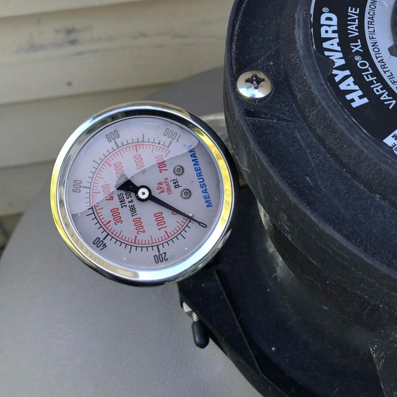MEASUREMAN Pressure Gauge, 0-1000 PSI/kPa, Glycerin Filled, 1/4 NPT Lower