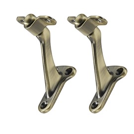 ZAUYX 2 Pack 3 Inch Hand Rail Bracket Brushed Antique Brass Stair Brackets Heavy Duty Handrail Brackets for Stairways Handrail Staircase Bracket