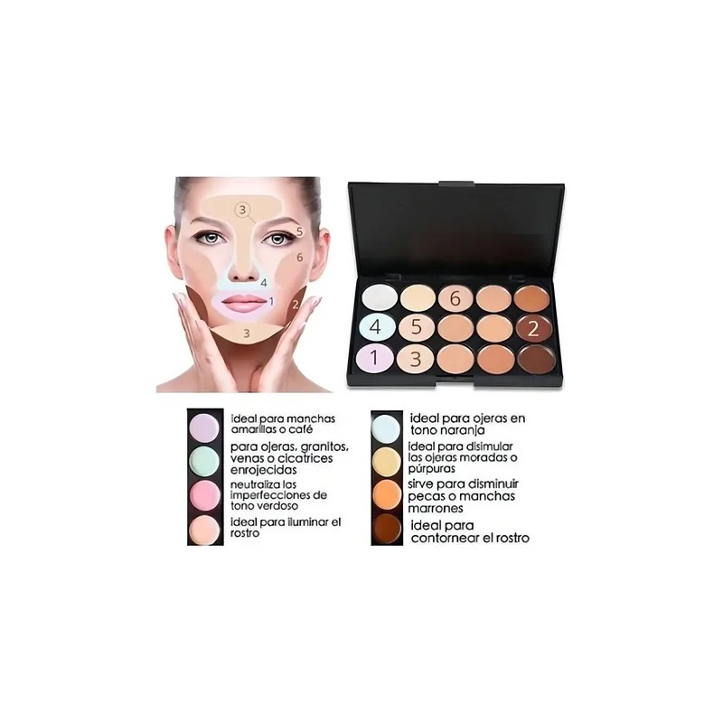 Paleta Correctores Universo en Linea 15 Tonos Crema Larga Duración