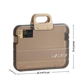 Portable A4 Plastic Expanding File Folder - Large Pencil Case with Handle, Organiser for Documents, Exam Papers, Writing Materials and Storage of Files, Transparent Brown