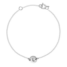 Silverly Women's .925 Sterling Silver Letter Initial Chain Bracelet, 16 + 2 cm, Sterling Silver, Without Stone