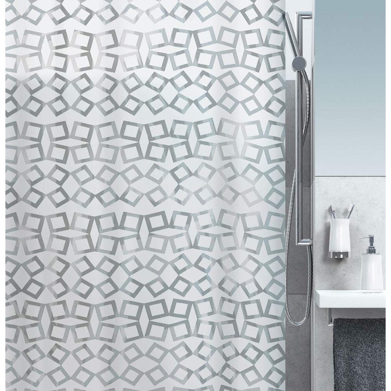 Spirella 10.16131 Peva-Duschvorhang 180 x 200 cm, Grid Silver