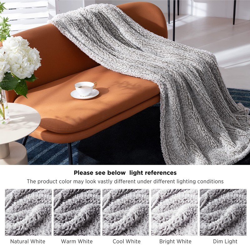 Bedsure Blanket Sofa Cuddly Blanket - Warm Sherpa Sofa Throw