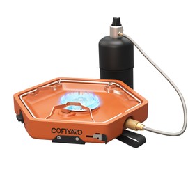 Cofiyard 1-Burner Propane Stove Portable Camping Stove with Carry Strap, Backpacking Camp Stove for Outdoor Cooking, Flick-Style Ignition, Temperature Control, 8600 BTUs of Power for Camping BBQ& More