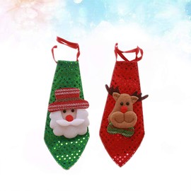 Toyvian Pack of 2 Christmas Ties Sequin Mini Tie Children's Tie Dog Cat Tie Christmas Tree Hanging Decoration, Multi-coloured.