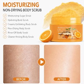 Exfoliante iluminador de cúrcuma, exfoliante físico suave, natural, exfoliantes de enjuague sin secar, acabado de la piel, exfoliantes corporal reconfortante, (2 piezas)