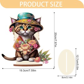 JISHSHAY Diamond Painting Tabletop Decoration DIY Cat Diamond Art Desk Ornament with Acrylic Plate Special Shaped Crystal Diamond Art Kits for Adults Handmade Craft Diamond Kits Art Kits