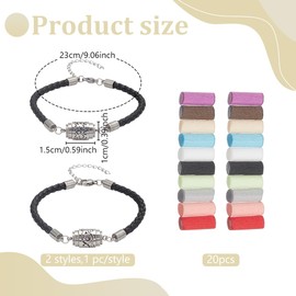 WEBEEDY 2 Styles Essential Oil Diffuser Bracelets with 20 Refill Pads for Women Men, Retro Adjustable Aromatherapy Bracelet with Leather Wristband Aroma Gift for Christmas Mother's Day Birthday