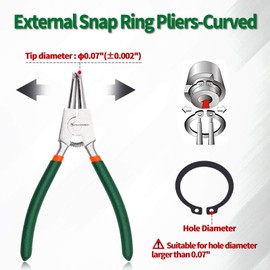 SPEEDWOX Circlip Pliers 7-Inch Snap Ring Pliers External Heavy Duty Precision Cir-Clip Retainer Ring Pliers Curved Jaw for Ring Remover Retaining