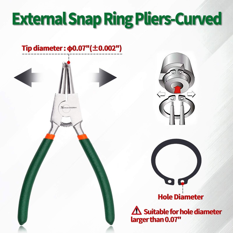 SPEEDWOX Circlip Pliers 7-Inch Snap Ring Pliers External Heavy Duty