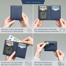 VON HEESEN® Wallets Men & Women, darkblue, With coin compartment