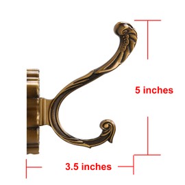 SDH Antique Brass Coat Hooks – Heavy Duty Wall Mounted – Vintage Decorative for Coats, Towels, Keys & Purse – Rust Resistant & Easy Installation Kit Included