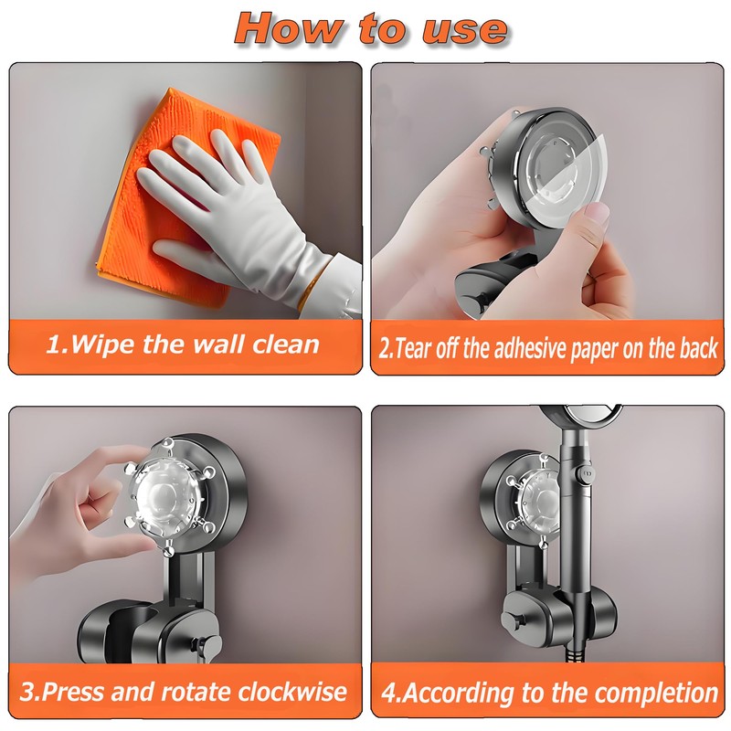 Adjustable Suction Cup Shower Head Holder – Wall Mounted Suction