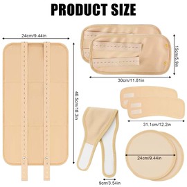 Pack of 8 Castor Oil Pack Kit, Reusable Castor Oil Pack, Organic Castor Oil Pack Set, Castor Oil Pack Wrap for Stomach, Calf, Knee, Waist, Hal Chest, for Blood Circulation, Muscle Pain (Khaki)