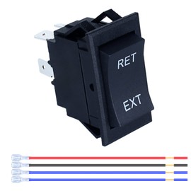 DMWD Reversing Polarity Rocker Switch, Momentary RV Jack Rocker Switch 30A 12V DC 4pin DPDT auto Reset Toggle Switch with Pre-Wires for 5th Wheel Tongue Trailer Stabilizer (1Pc)