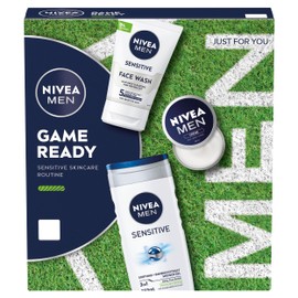 NIVEA MEN Game Ready Gift Set (3 Products), Men's Skincare Gift Set with Shower Gel, Face Wash and Moisturizer, Perfect for Christmas or Birthday Gift